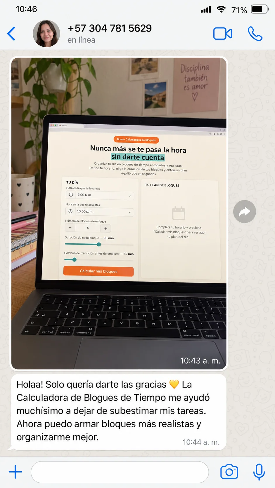 Testimonio de cliente sobre el Kit Planificador sin Caos TDAH, captura 2
